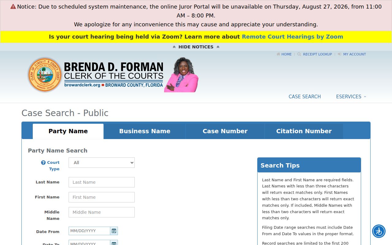 Lauderdale Lakes residents directory Broward court case lookup