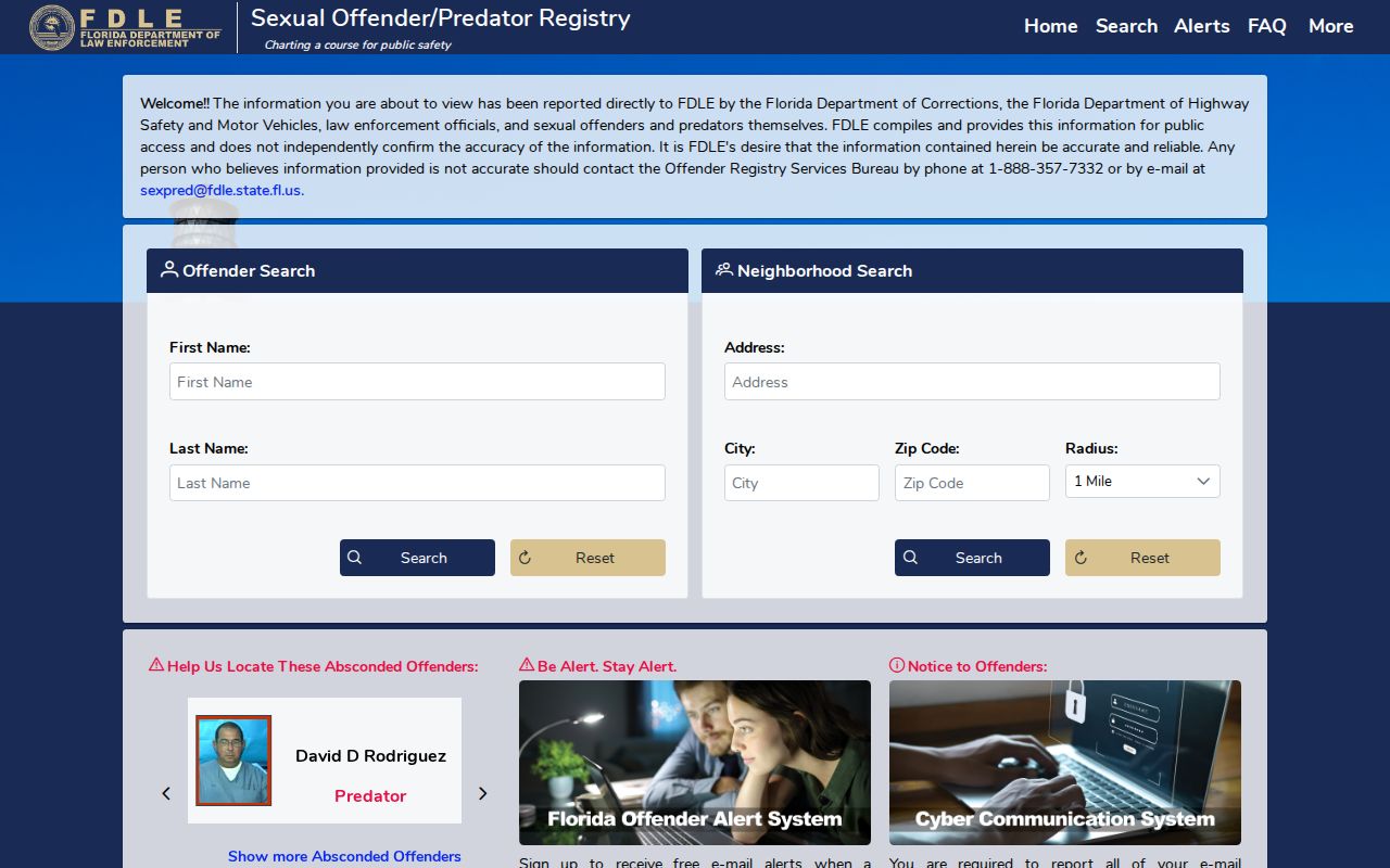 FDLE neighborhood registry radius search near Lauderdale Lakes neighbors
