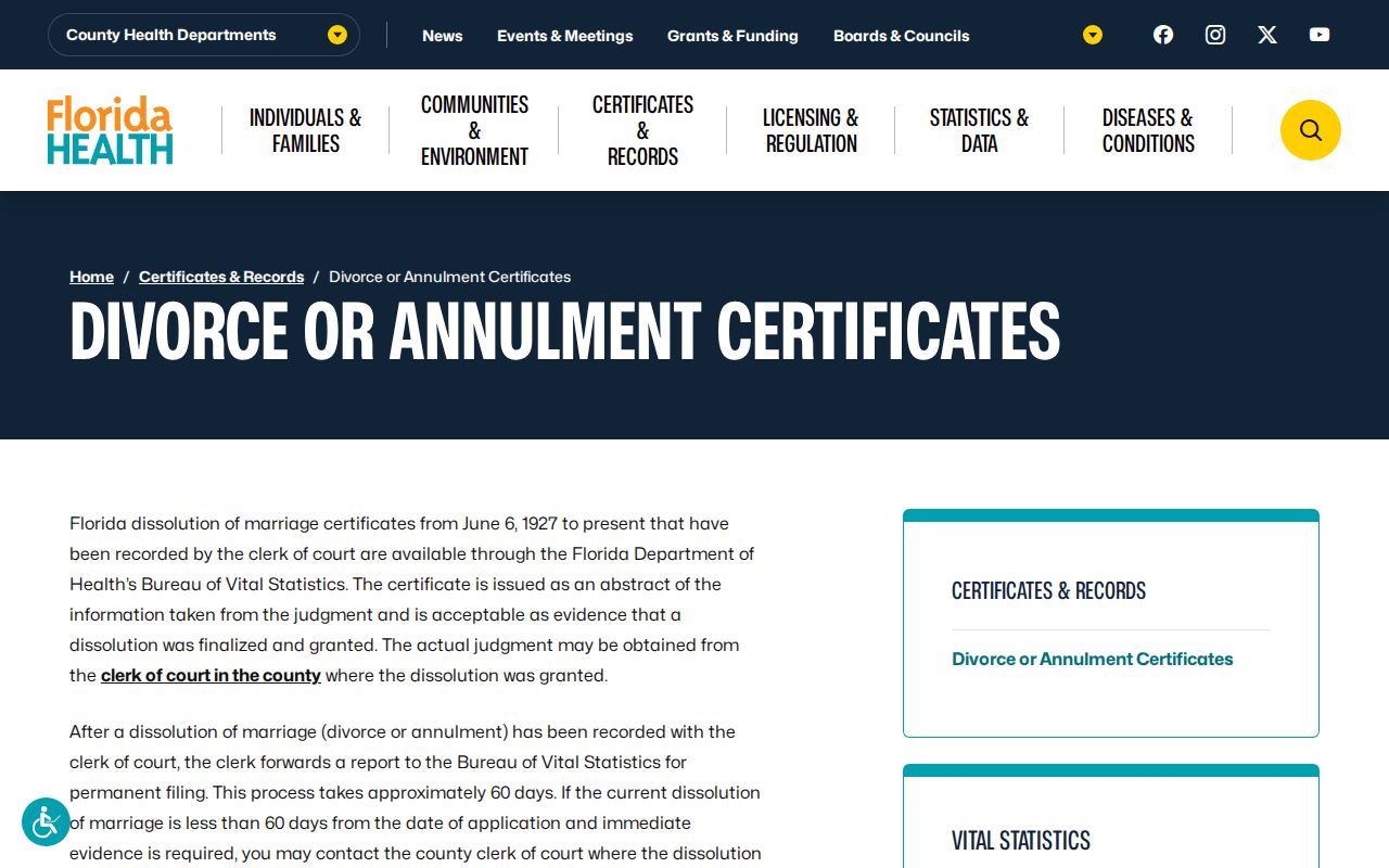 Lauderdale Lakes previous residents Florida dissolution certificates